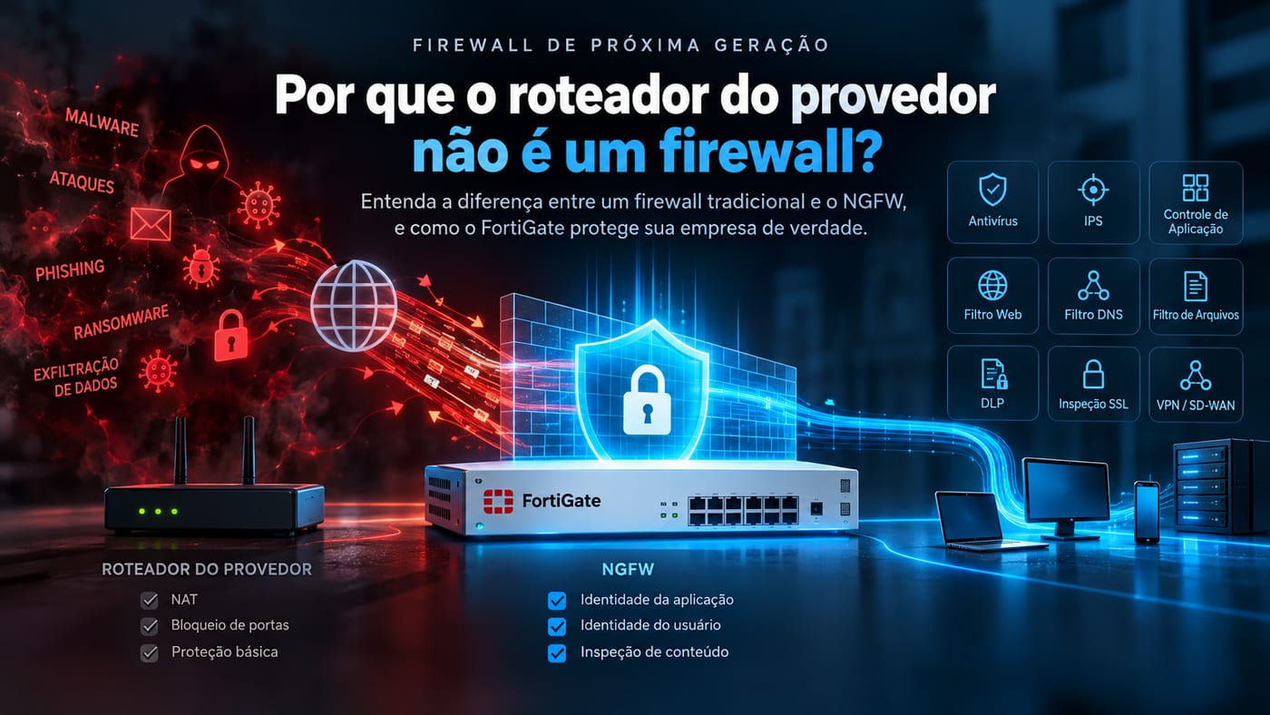 Equipamentos de rede instalados em um rack
